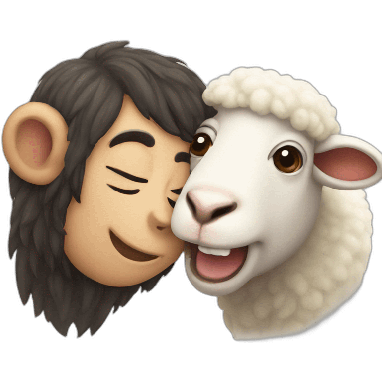 Monkey kiss sheep emoji