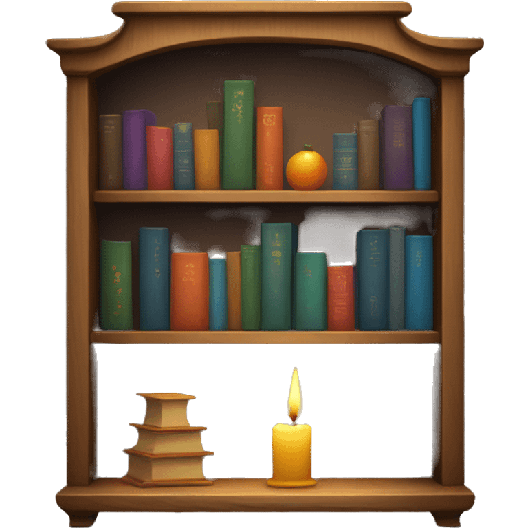 bookshelf with candlestick emoji