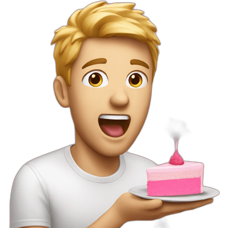 A White Guy Biting a Pink Cake emoji