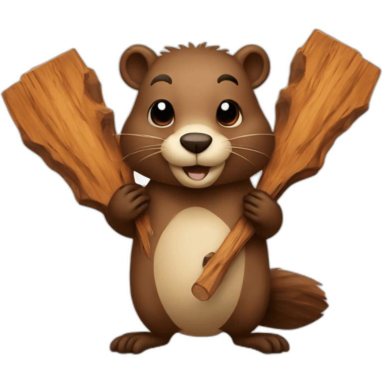 Beaver holding big wood emoji