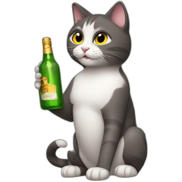 Cat holding a bottle of alcohol emoji