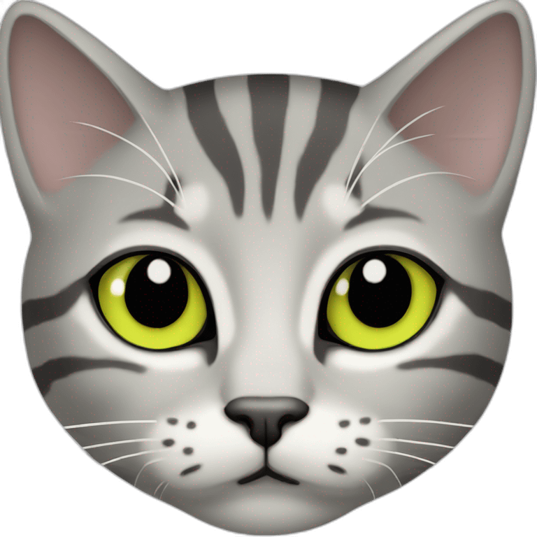 light gray tabby cat with white stripes domestic short hair with yellow green blue eyes and black pupil sleeping emoji