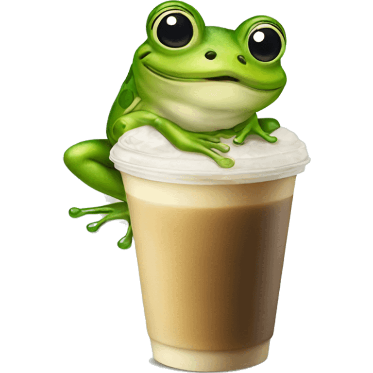 Frog with iced latte emoji