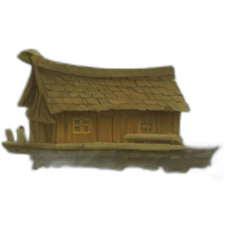 mysterious village with few wood cabins emoji