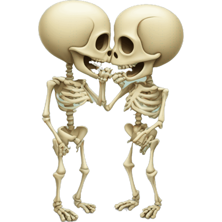 Kissing skeletons emoji