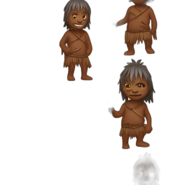 Aborigine in the wood with fire torch emoji