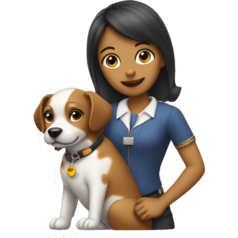 A girl with a dog and an aeroplane emoji