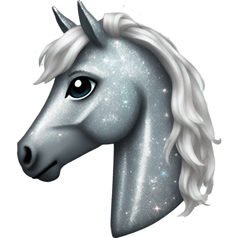 silver glitter disco horse side view emoji