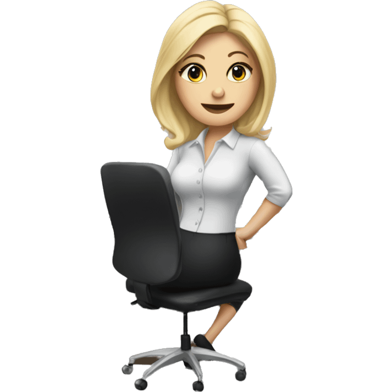 Blonde secretary in leggings at her desk emoji