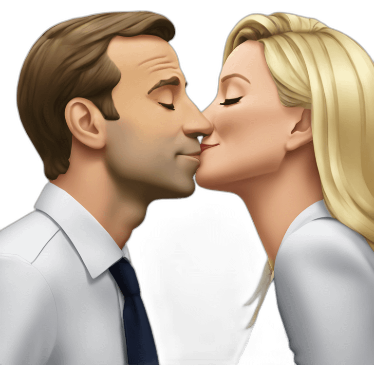 Emmanuel Macron kissing marine le pen emoji