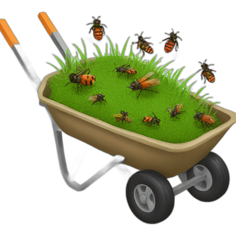 Wheelbarrow filled with bugs emoji