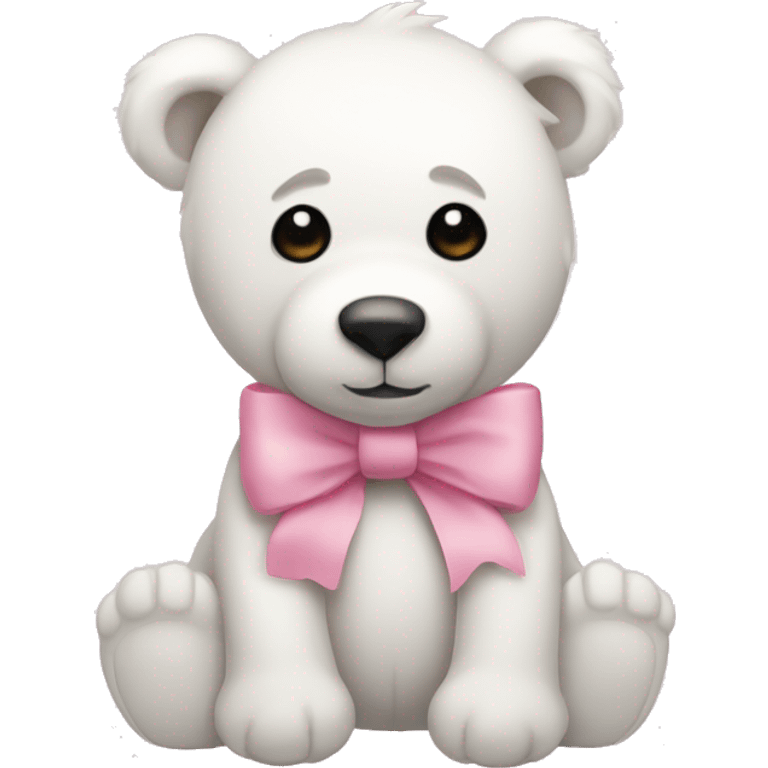 White teddy bear pink bow emoji