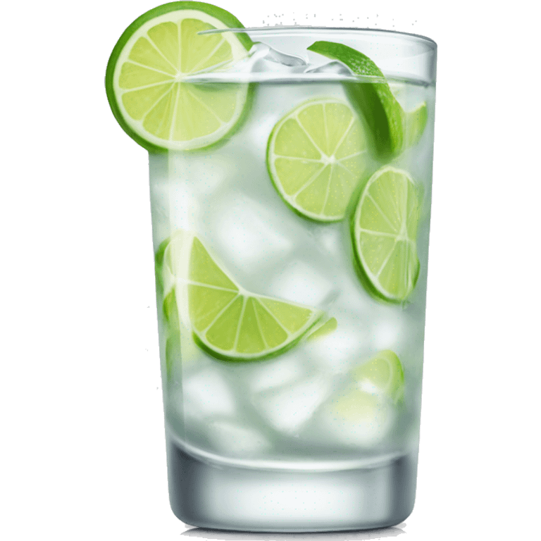 Gin and tonic in a nice glass with a slice of lime emoji