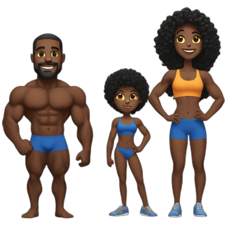 Black body builder family  emoji