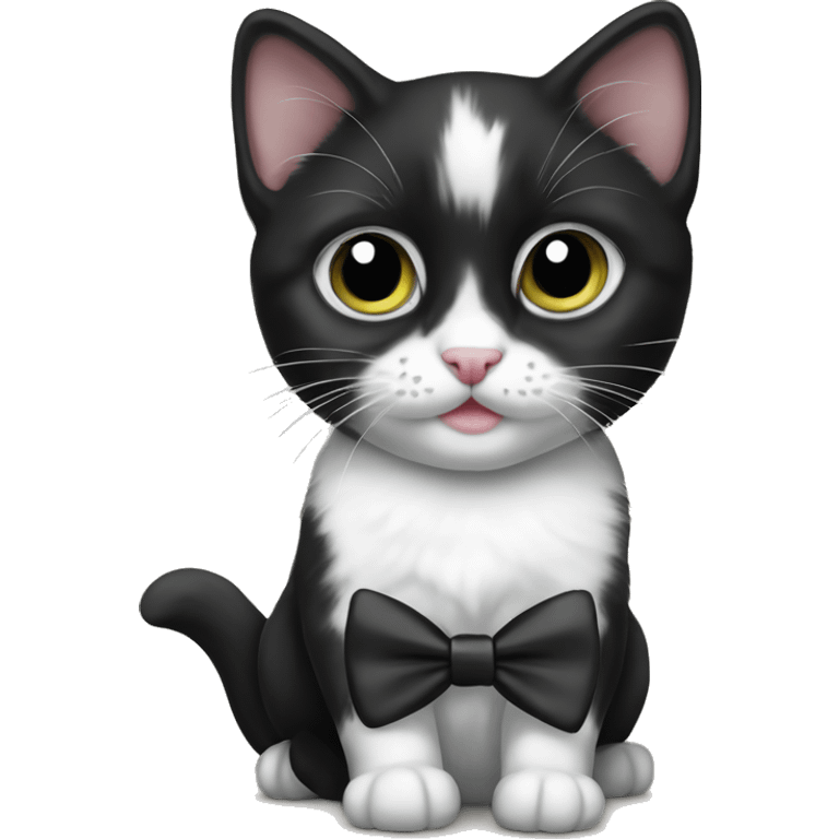 Black and white kitten with a bow tie  emoji