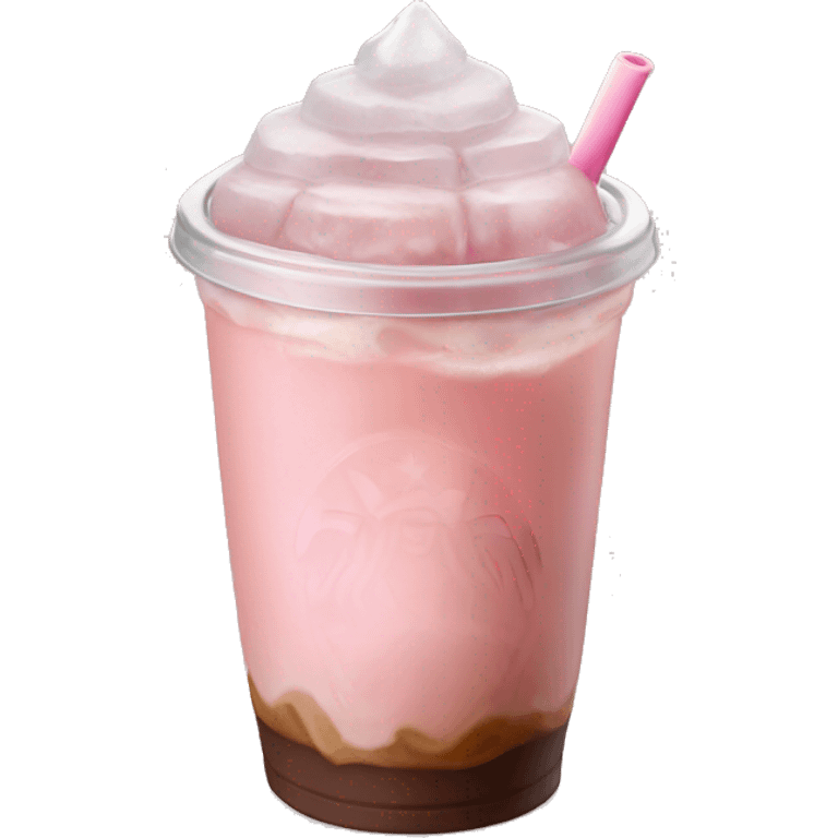 light pink starbucks ice coffee with ice cubes emoji