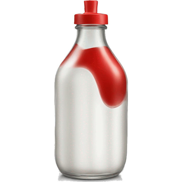 glass bottle with a red lid filled with white thick  liquid emoji