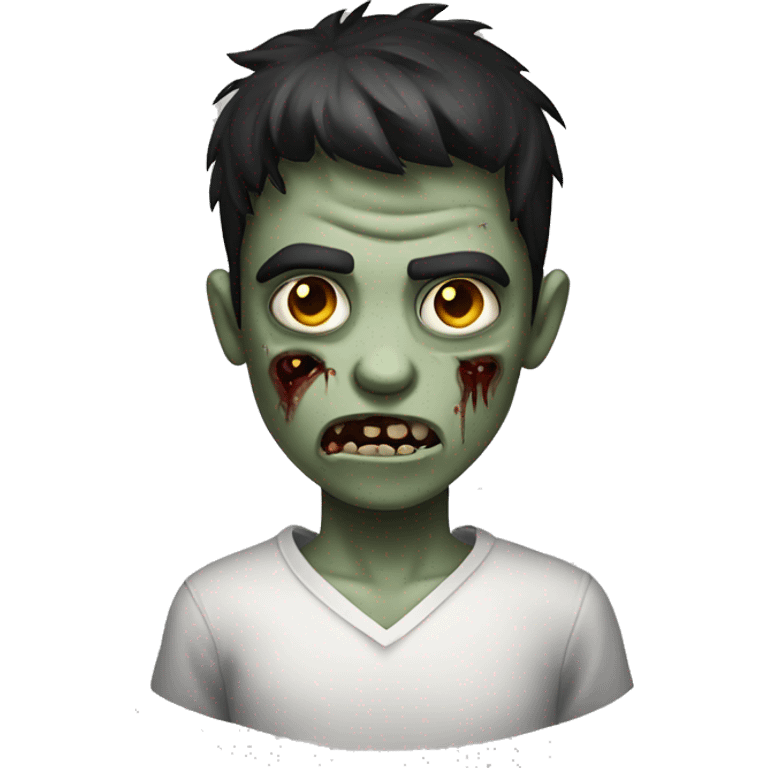 boy zombie with dark hair and white shirt emoji