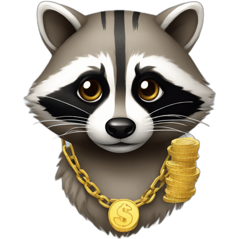 raccoon with a dollar chain emoji