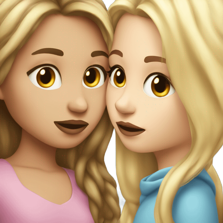 girl with brown hair kissing girl with blonde hair pale emoji