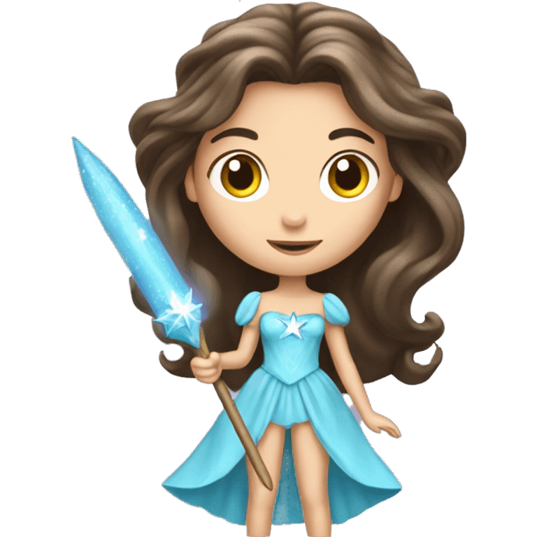 Brunette girl fantasy princess star wand emoji