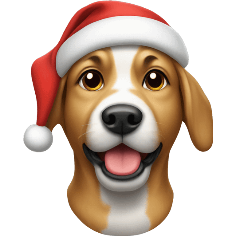 Dog wearing Santa hat emoji