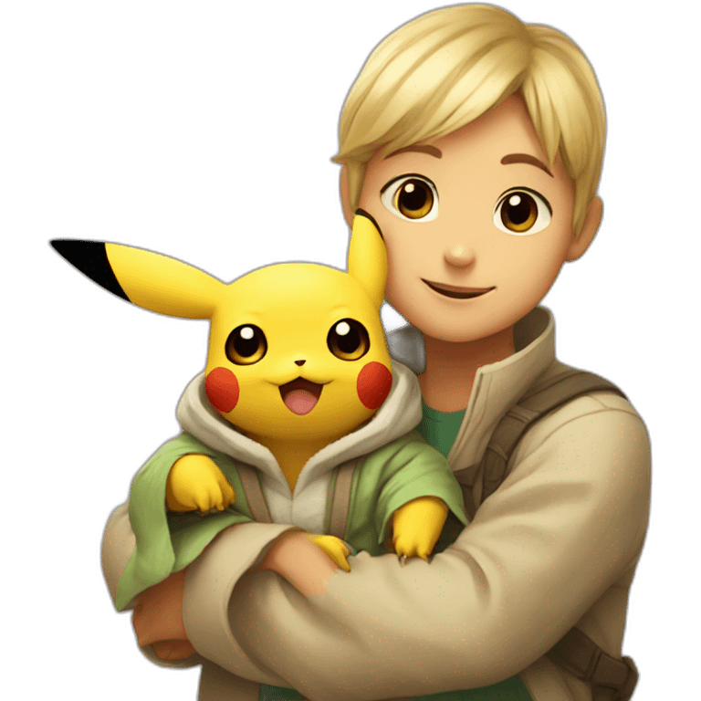 Pikachu holding baby yoda emoji