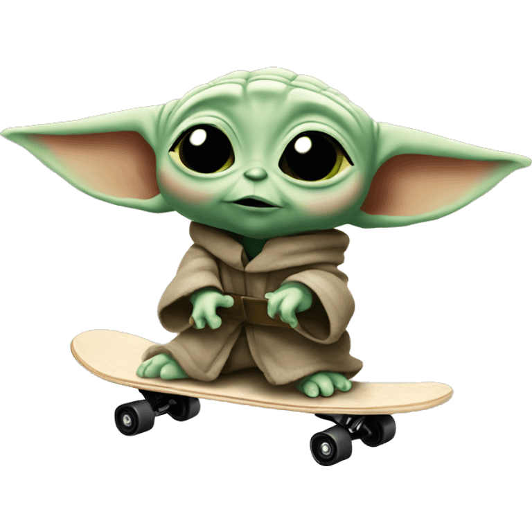 Baby yoda skateboarding emoji