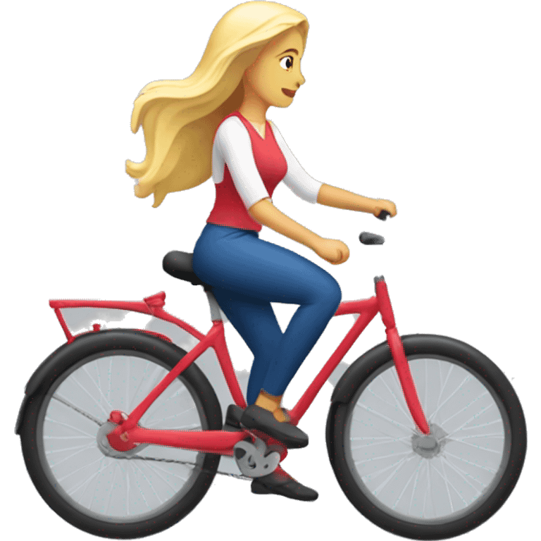 Mujer rubia en bicicleta de doble suspensión emoji