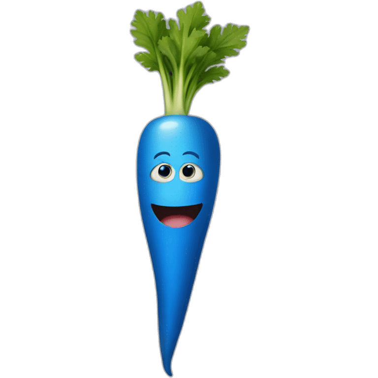 Blue carrot with eyes and mouth emoji