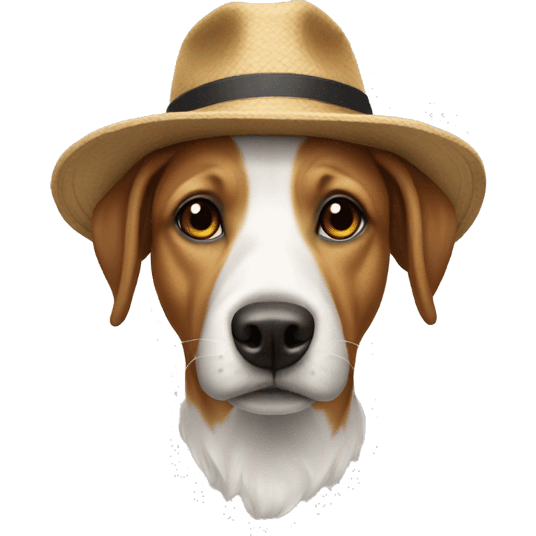 Chien avec un chapeau emoji