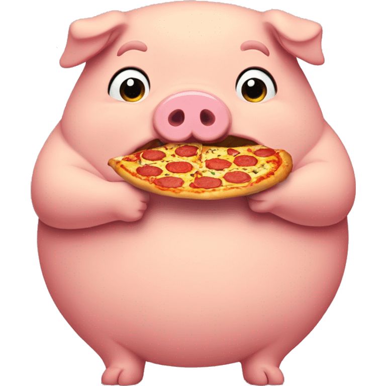 obese pig eating pizza emoji