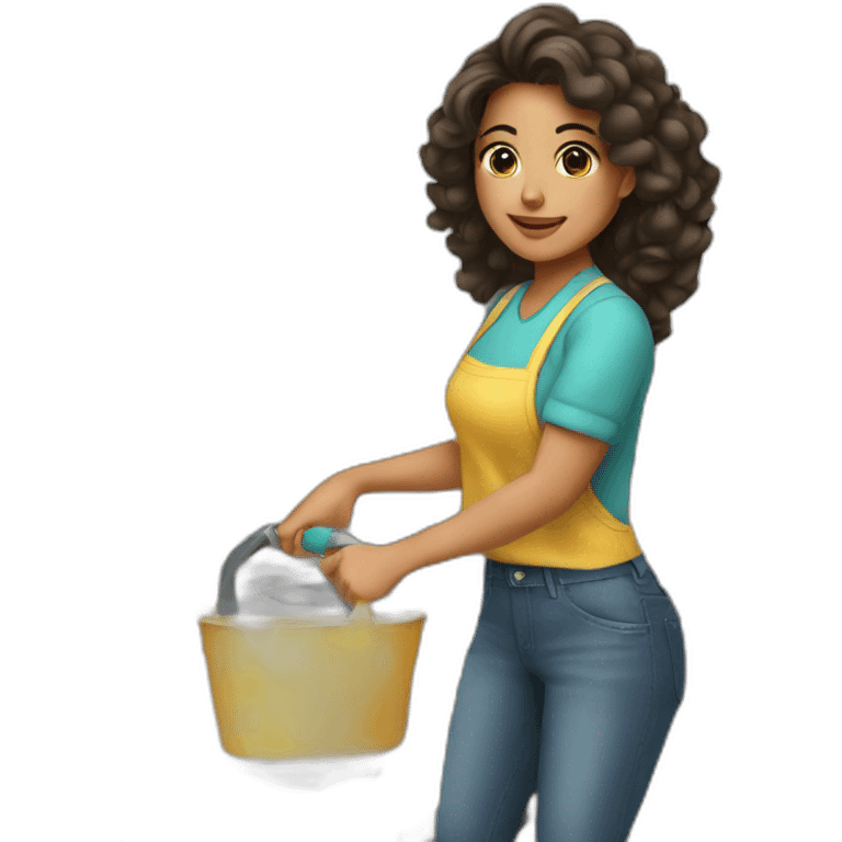 latina girl doing chores emoji