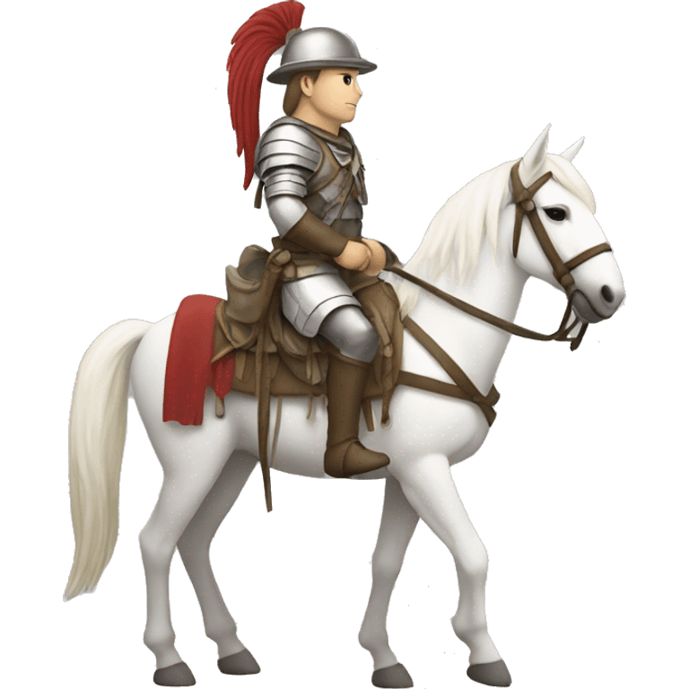 a white nomadic soldier on a horse from the side emoji