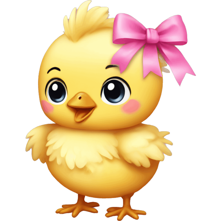 Baby chicken with pink bow emoji