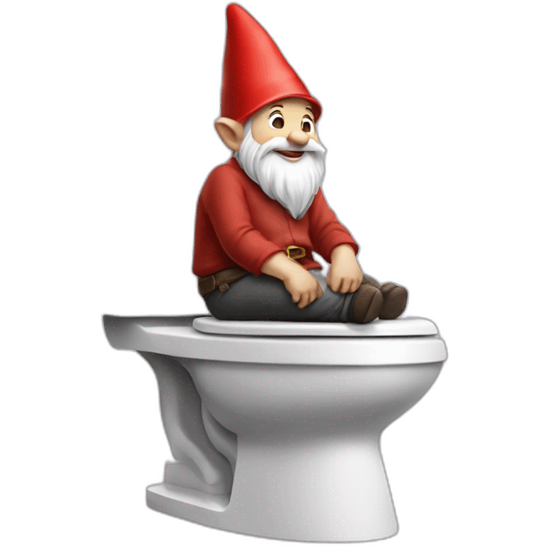 side view of gnome sitting on top of a toilet emoji