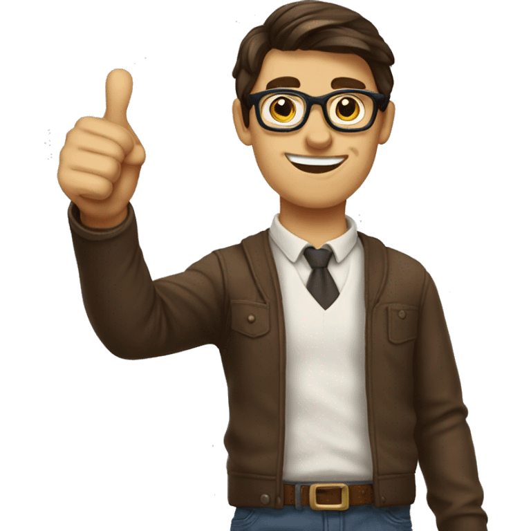 male nerd brown hair thumbs up emoji