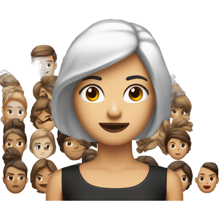 Mujer cabelo corto y negro lacio colo de piel muy blanca un ojo rojo y el otro esta tapado emoji