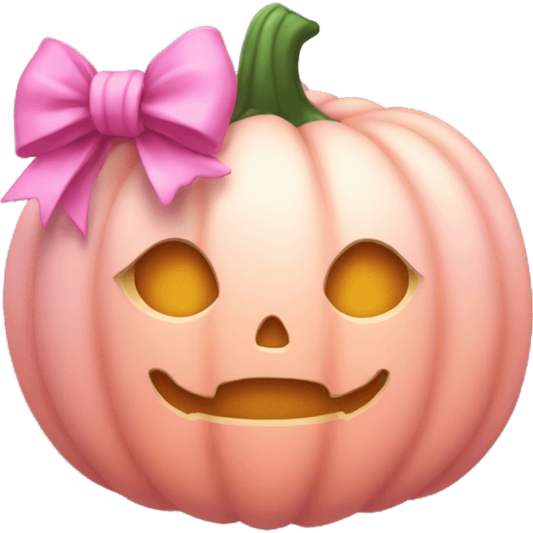 Light pink soft Pumpkin with a pink bow emoji