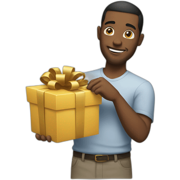 white man opening gift emoji