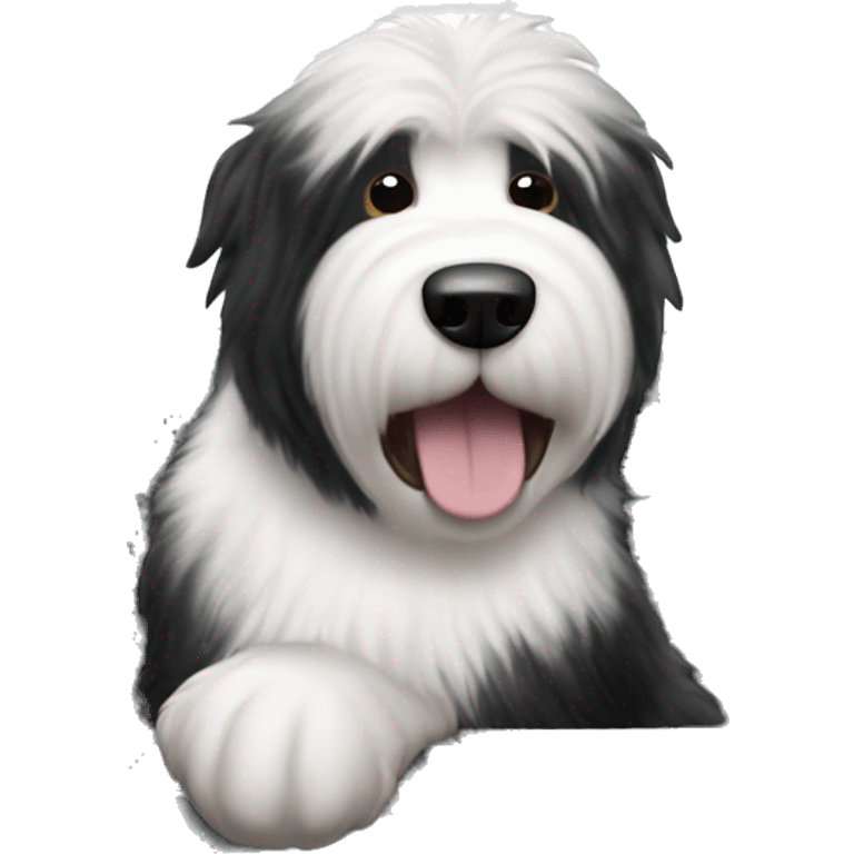 english sheepdog driving black Honda civic emoji