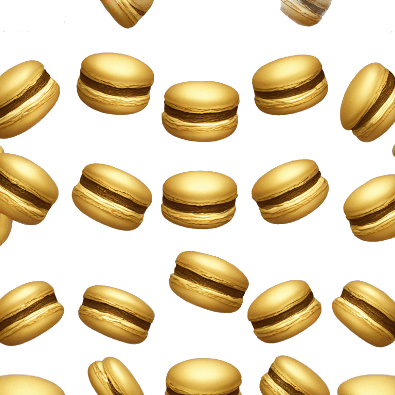 Realistic metallic gold macaroon with gradient colorful filling  emoji