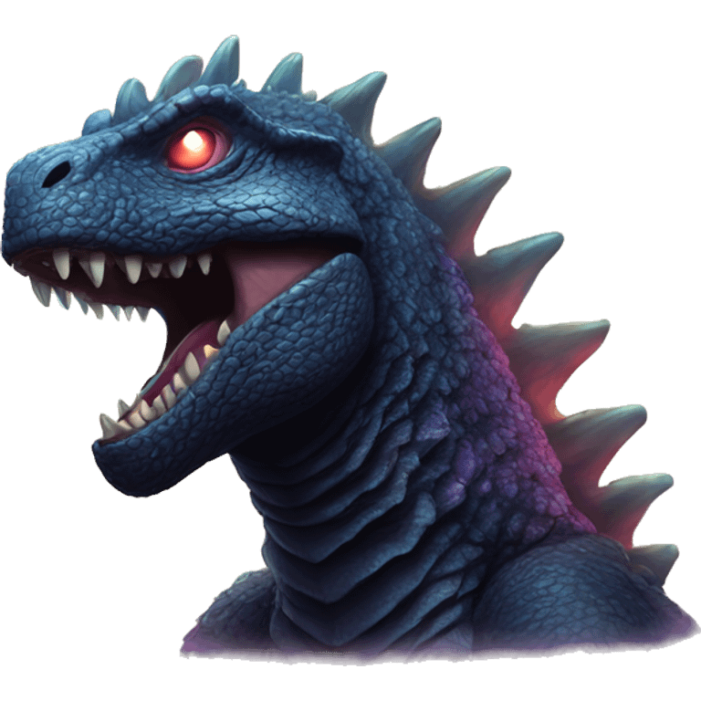 Dark iridescent godzilla glowing emoji