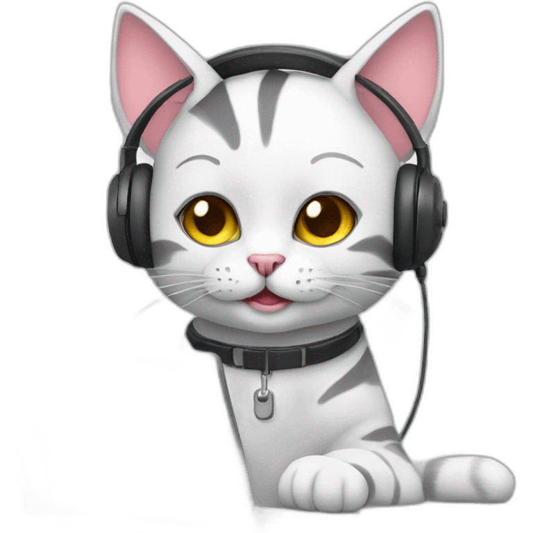 Call center operator cat with a laptop emoji