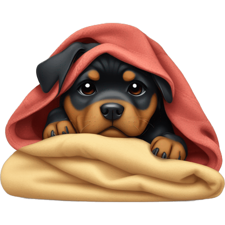 Disney style rottweiler puppy sleeping in a blanket  emoji