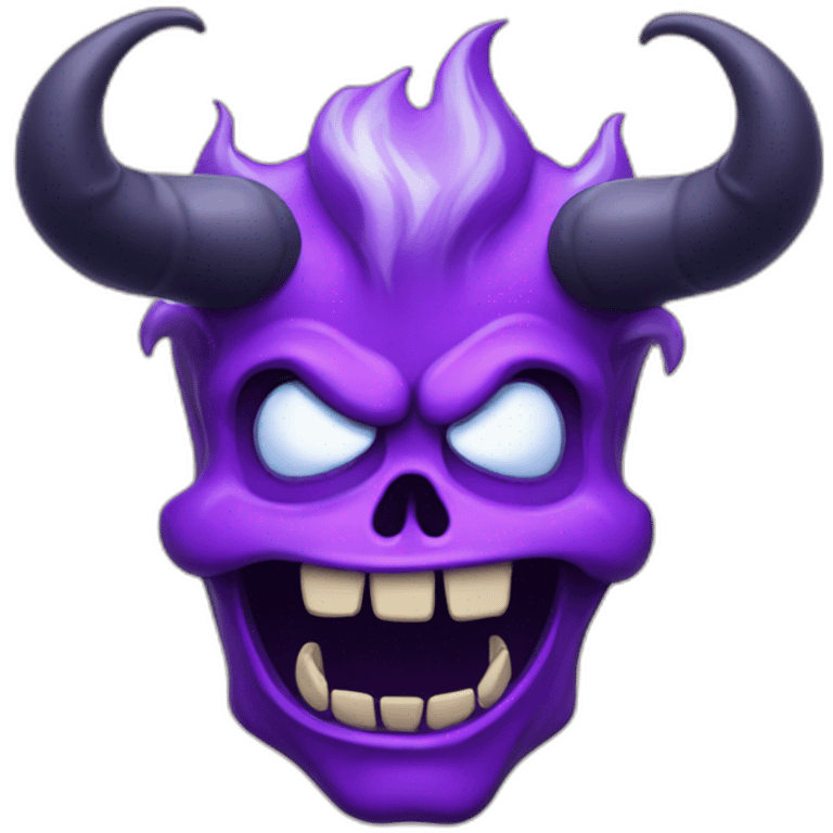 purple flaming skull face grinning angry moustache horns monster emoji