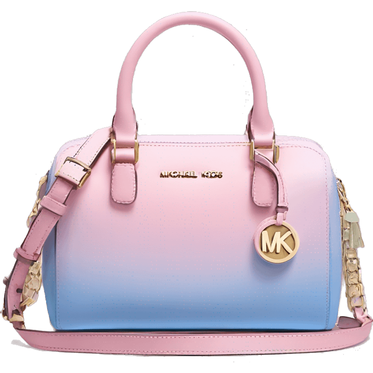 Realistic isolated pastel pink,pastel blue,bubblegum pink,and periwinkle ombre Michael Kors satchel purse.  emoji