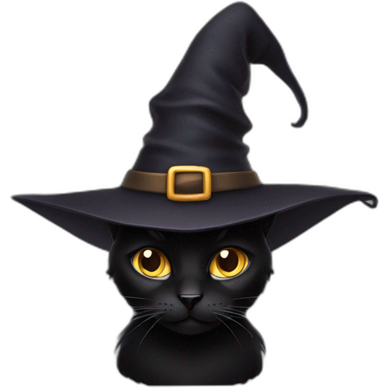 black cat wearing a witch hat emoji