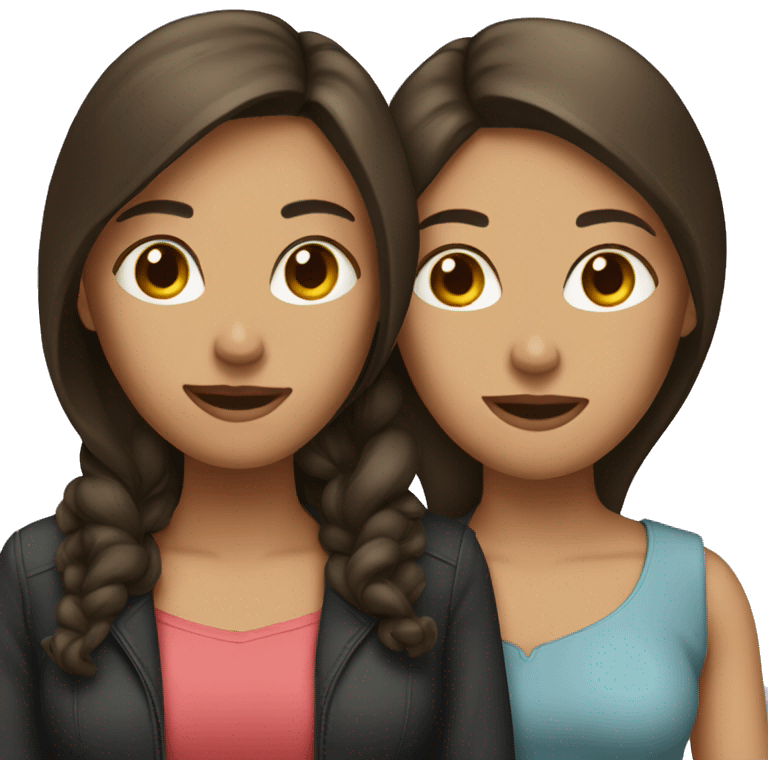 Two brunette women in relationship  emoji