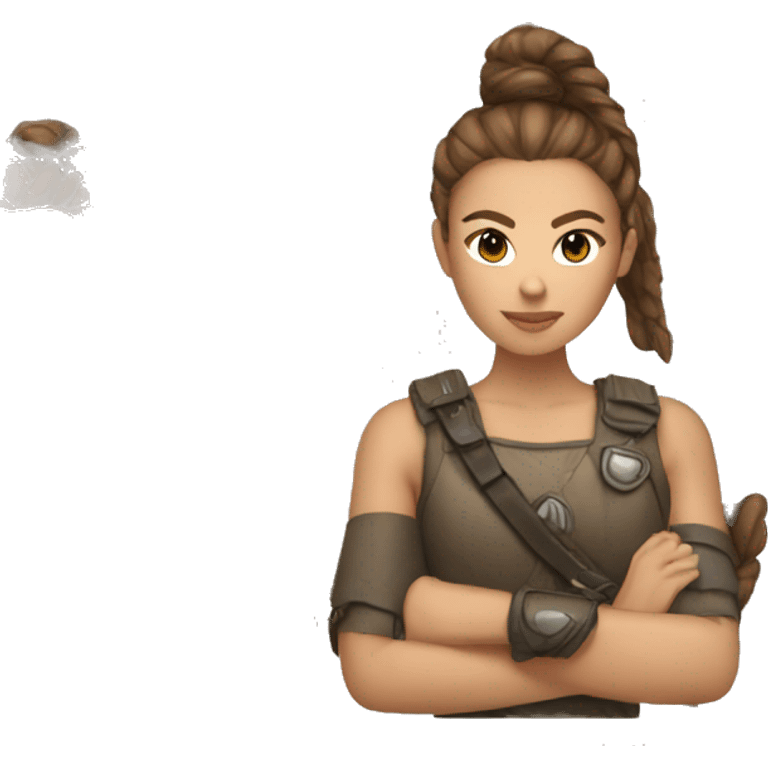 Girl warrior with French braids, brown hair and sunglasses emoji